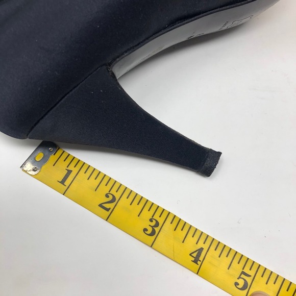 Vintage YSL Yves Saint Laurent Pumps Heels Womens 8 Black Satin Rhinestone - Picture 14 of 15